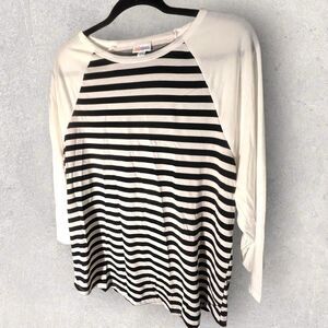 Lularoe Women's Randy Baseball Raglan Black/White Stripe Size 2XL-NWT